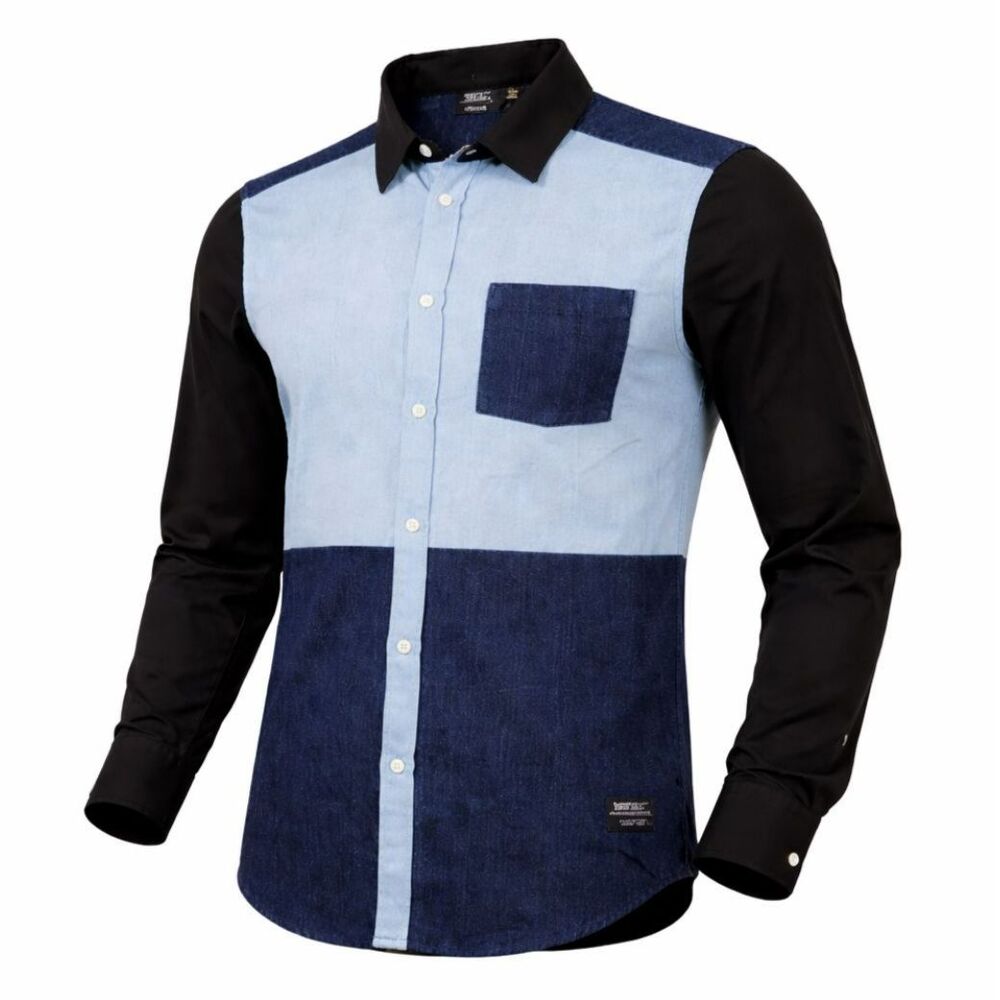 WeSC Men SMALL Oden Indigo Button-Down Western Denim Shirt (O415955T68M)